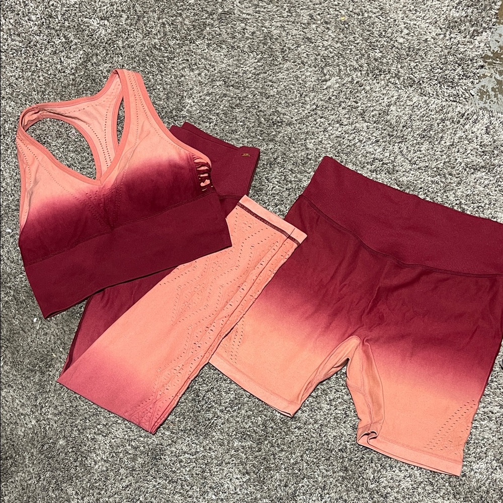 PINK Victoria's Secret Ombre Sports Set - Red and Pink